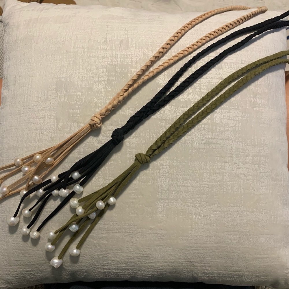 Pearl tassel braided necklaces